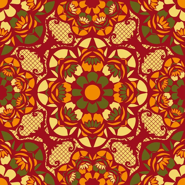 Bezešvé Vektorové Vzor Krajka Mozaiky Textury Červenou Oranžovou Barvou Krásné — Stockový vektor