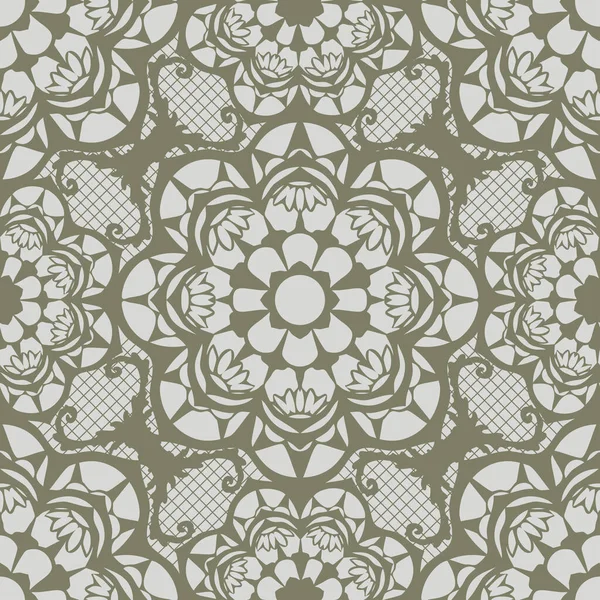 Seamless Vector Pattern Lace Texture Grey Background Romantic Mosaic Wallpaper — Stock Vector