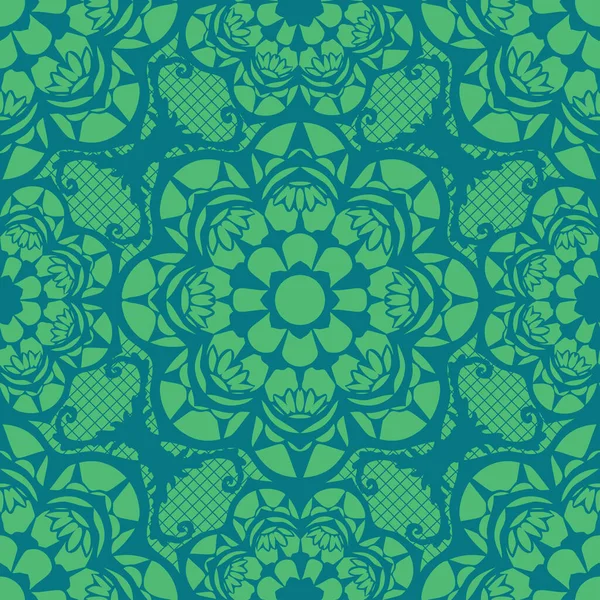 Patrón Vector Sin Costuras Con Textura Encaje Sobre Fondo Verde — Vector de stock