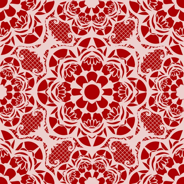 Seamless Vector Pattern Lace Texture Red Background Simple Mesh Wallpaper — Stock Vector
