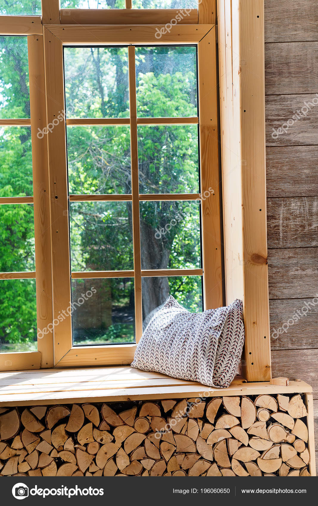 Bright Room Interior Curtains Wooden Window Sill Pillows