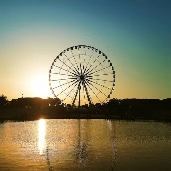 Roda Gigante Place Concorde Jardim Das Tulherias Paris França Vista — Fotografia de Stock