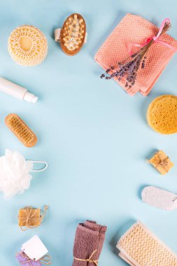 Çerçeve Scrub peeling fırça vücut temizleyici masaj loofah bar sabun mavi
