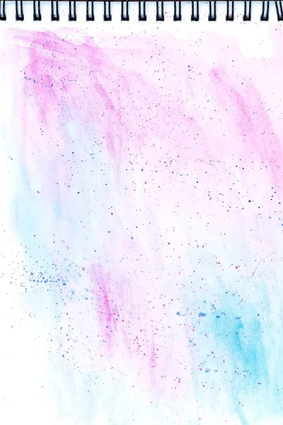Aquarelle lumineuse bleu et rose tache gouttes. Illustration abstraite sur fond blanc . — Photo