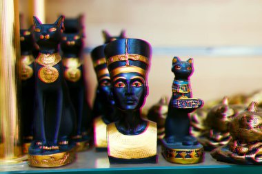 Mağazadaki Mısır hatıra eşyaları, arıza efekti.