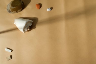 Kabuk ve çakıl taşlarıyla dekoratif çerçeve.