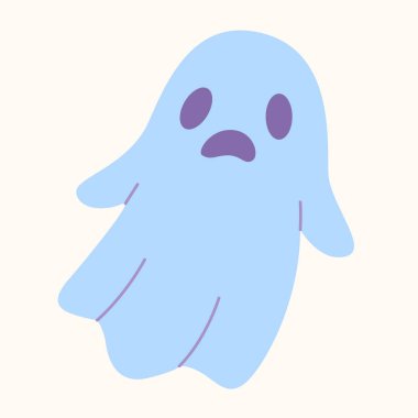 Cute Halloween ghost, spooky cartoon spirits, flat design. Vector illustration isolated on white background.