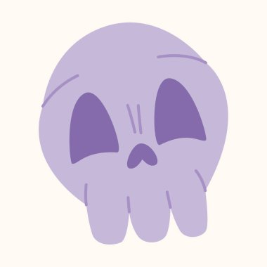 Cute Halloween skulls, colorful cartoon skeleton heads, flat design. Vector illustration isolated on white background.