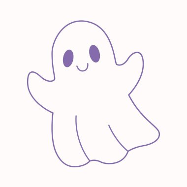 Cute cartoon ghost. vector Halloween illustration of spooky characters isolated on white background