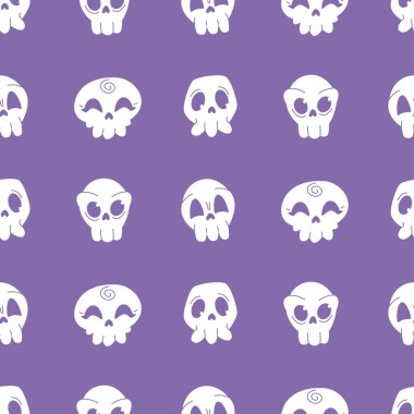 Seamless Halloween skull pattern, spooky vector background