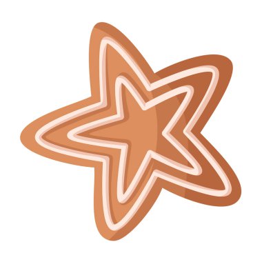 Vector gingerbread star cookie illustration, Christmas holiday sweet dessert, festive decoration element