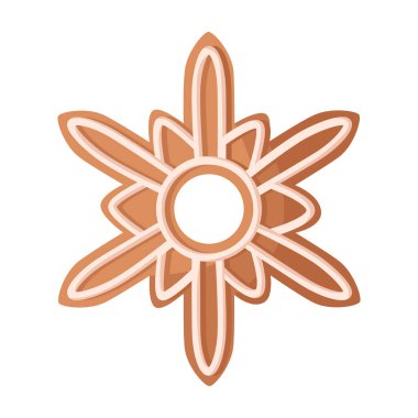 Vector gingerbread star cookie illustration, Christmas holiday sweet dessert, festive decoration element
