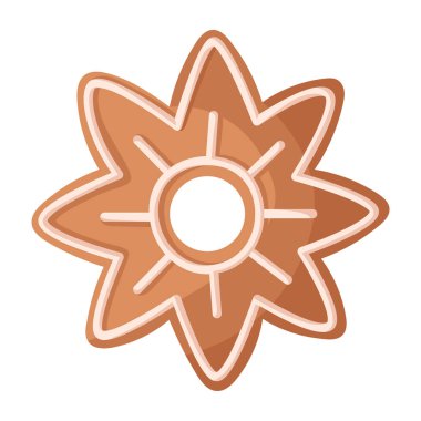 Vector gingerbread star cookie illustration, Christmas holiday sweet dessert, festive decoration element