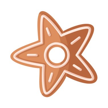 Vector gingerbread star cookie illustration, Christmas holiday sweet dessert, festive decoration element