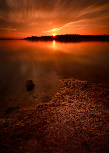 Pôr Sol Sobre Benbrook Lake Fora Fort Worth — Fotografia de Stock