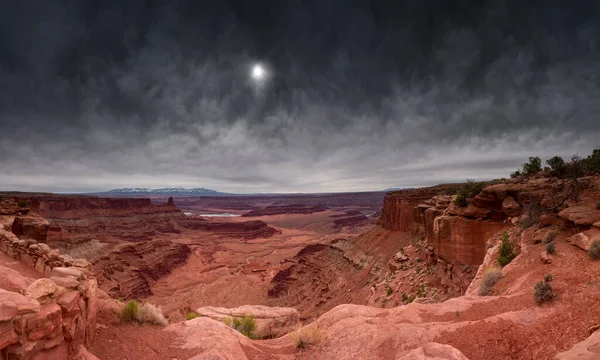 Vista Panorámica Madrugada Del Cañón Dead Horse Point Día Nublado —  Fotos de Stock