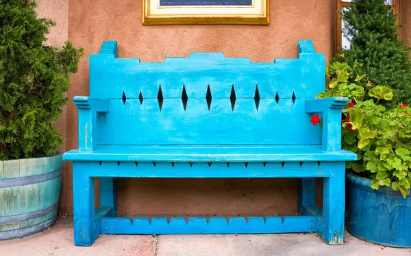 Antique Wooden Bench Gallery Santa — Stock Photo, Image