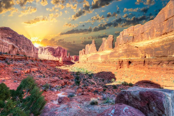 Formação Rochosa Park Avenue Arches National Park Utah — Fotografia de Stock