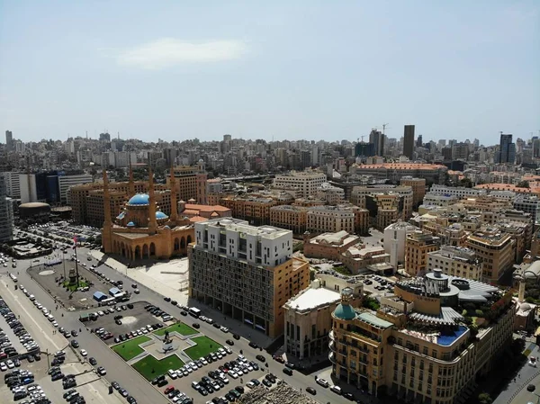 View from above on the Lebanon. Western Asia and Middle East country which is called also Lebanese Republic. Aerial photo created by drone. Beirut - big and beautiful capital. — Stock Photo, Image