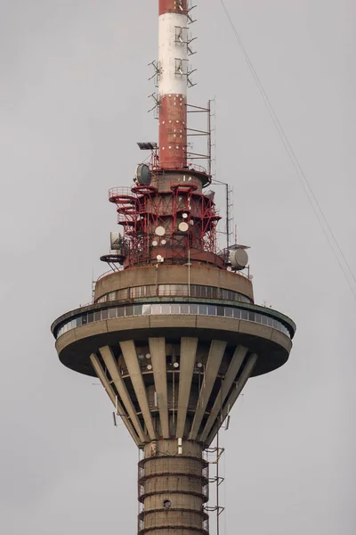 Tower City Tallinn Close Gray Sky Many Antennas Transmitters Vertical — Stock Photo, Image