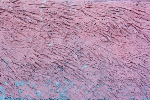Ένα Χαοτικό Ριγέ Μοτίβο Εσοχές Στο Κονίαμα Είναι Καλυμμένο Ροζ — Φωτογραφία Αρχείου