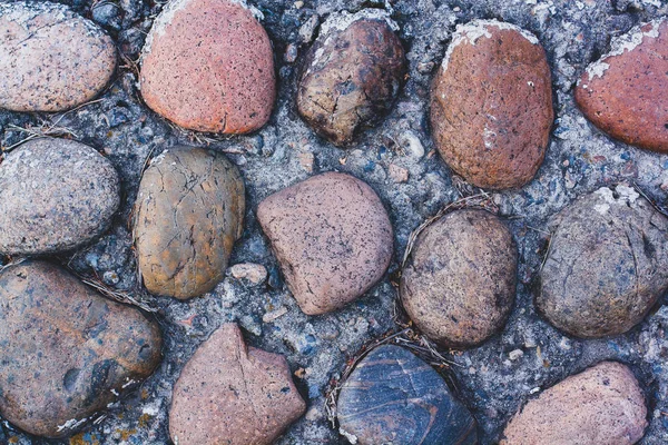 Textur Von Schönen Großen Natürlichen Mehrfarbigen Steinen Beton Auf Der — Stockfoto