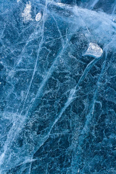 Jégminta Egy Kis Olvadt Jégtábla Háttérben Légbuborékok Repedések Csodálatos Téli — Stock Fotó