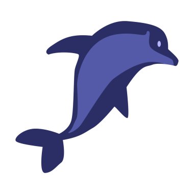 Beyaz üzerinde izole edilmiş kıvrımlı yunuslar. Okyanus akvaryumu için deniz yaratığı. Vektör EPS10.