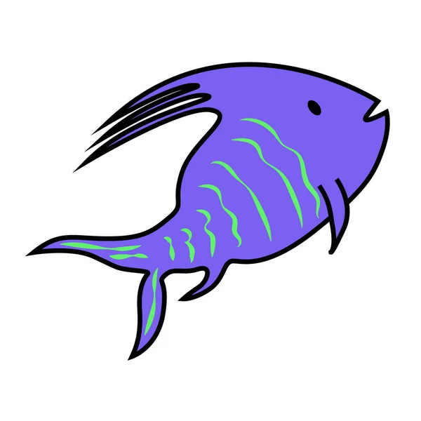 Peces Del Océano Azul Con Una Aleta Superior Larga Rayas — Vector de stock