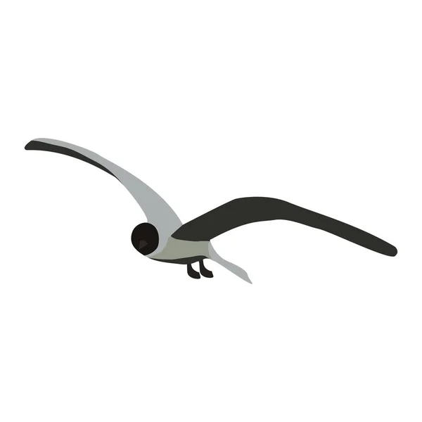 휘어진 날개가 부분에 고립되어 갈매기 날아오르고 바탕을 날으는 분사기 Eps10 — 스톡 벡터