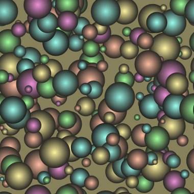 Metal gölgelerle dolu olan topların vektörsüz geometrik deseni. Farklı boylarda ve renklerde moleküller. Vektör EPS 10.