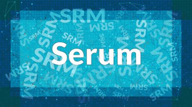 Serum (SRM) - ilk olarak güvenilmez çapraz zincir ticareti ile merkezi olmayan türev alışverişi. Hızlı ve ucuz işlem süreci. Vektör EPS10.