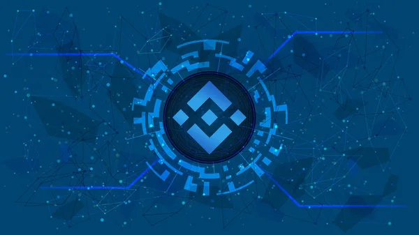 Binance Coin sembol, BNB sikke simgesi, mavi zemin üzerinde kripto para teması olan dijital bir dairede. İnternet sitesi ya da afiş için fütürist tarzda dijital altın. Uzayı kopyala Vektör EPS10.