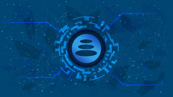平衡器Bal符号的数字圆圈中的Defi项目的符号 蓝色背景上有加密货币主题 加密货币图标 分散的财政方案 复制空间 病媒Eps10 — 图库矢量图片