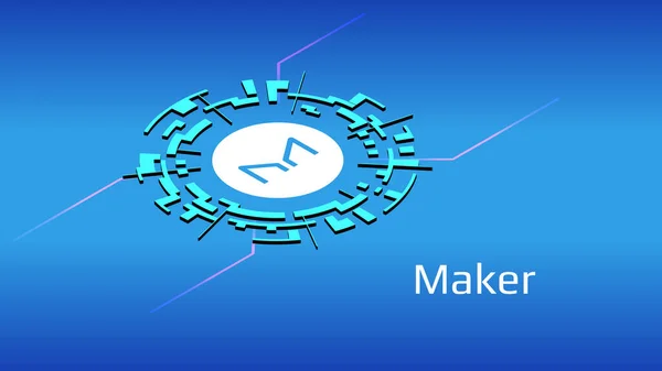 Maker Mkr Símbolo Simbólico Isométrico Del Proyecto Defi Círculo Digital — Vector de stock