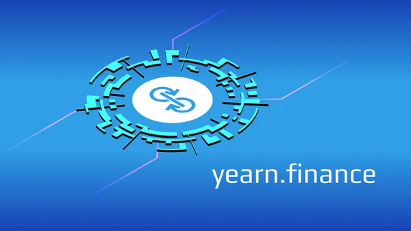 Yearn Finance Yfi Изометрический Символ Проекта Defi Цифровом Круге Синем — стоковый вектор