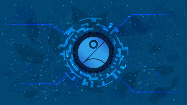 Pnetwork Pnt符号 在数字圆圈中的Defi项目的符号 蓝色背景上有加密货币主题 加密货币图标 分散的财政方案 复制空间 病媒Eps10 — 图库矢量图片