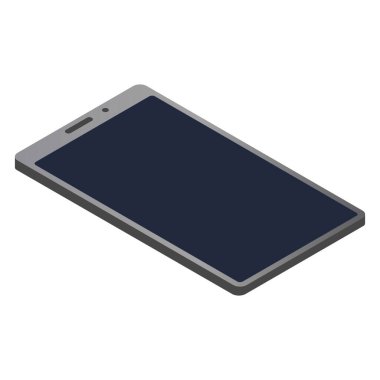 Koyu beyaz ekran ve beyaz üzerine izole edilmiş alanı kopyalayan Isome akıllı telefonu. Telefon kılıfı gri. Uygulama veya web sitesi şablonu. Vektör EPS 10.