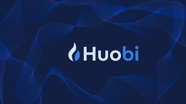 Soyut dijital arkaplanda logosu olan Huobi kripto döviz piyasası adı. Haberler ve medya için kripto borsası. Vektör EPS10.