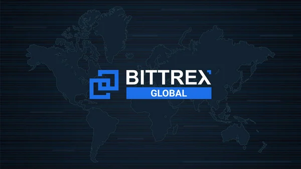 Soyut dijital arkaplanda logosu olan Bittrex kripto döviz piyasası adı. Haberler ve medya için kripto borsası. Vektör EPS10.