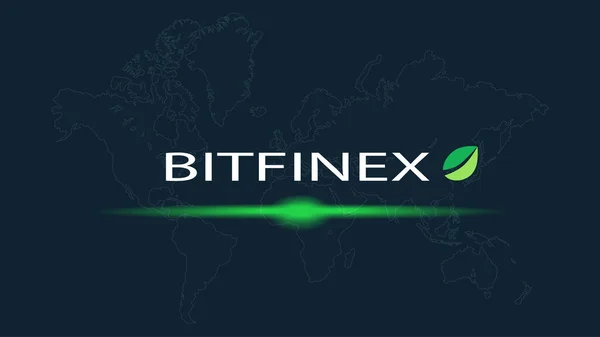 Soyut dijital arkaplanda logosu olan Bitfinex kripto piyasa adı. Haberler ve medya için kripto borsası. Vektör EPS10.