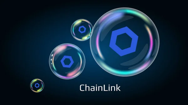 Chainlink Link Token Symbool Zeepbel Munt Defi Project Gedecentraliseerde Financiën — Stockvector