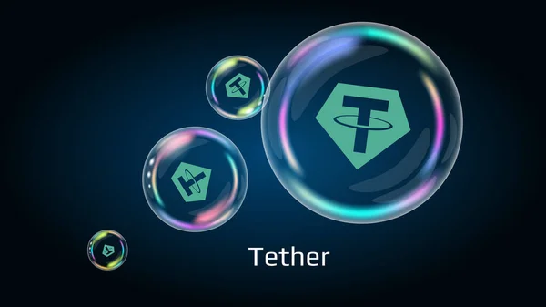 Tether Símbolo Token Usdt Bolha Sabão Pirâmide Financeira Explodirá Breve — Vetor de Stock