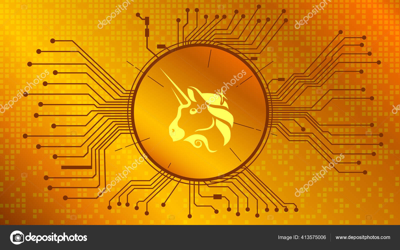 Uniswap Uni Cryptocurrency Token Symbol Defi Project Circle Pcb Tracks  Stock Vector by ©k_v 413575006