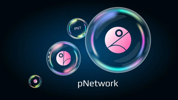 Pnetwork Pnt Token Symbol Soap Bubble Coin Defi Project Decentralized — Stock Vector