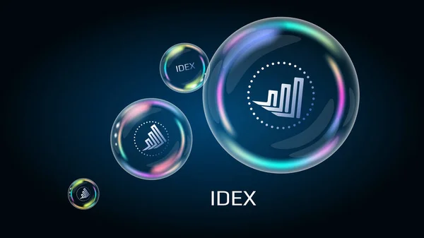 Idex符号符号在肥皂泡中 硬币Defi项目分散融资 金融金字塔将很快破裂并被摧毁 病媒Eps10 — 图库矢量图片