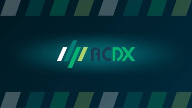ACDX cryptocurrency stock market name with logo on dark green background. Crypto stock exchange for news and media. Vector EPS10. clipart