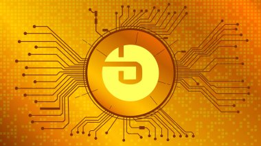 bZx Protokol BZRX kripto para birimi simgesi DeFi projesinin altın zemin üzerinde PCB izleri ile daire içinde. Para birimi cüzdanı simgesi. Merkezi olmayan finans programları. Vektör EPS10.