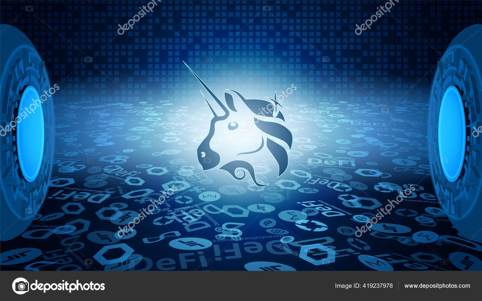 Uniswap Uni Token Symbol Defi System Shining Rays Light Cryptocurrency  Stock Vector by ©k_v 419237978