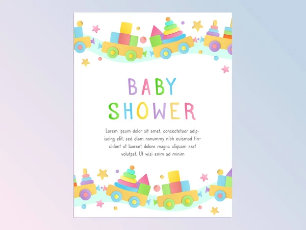 Vector Template Invitation Birthday Card Baby Shower Party Simple Colorful — Stock Vector